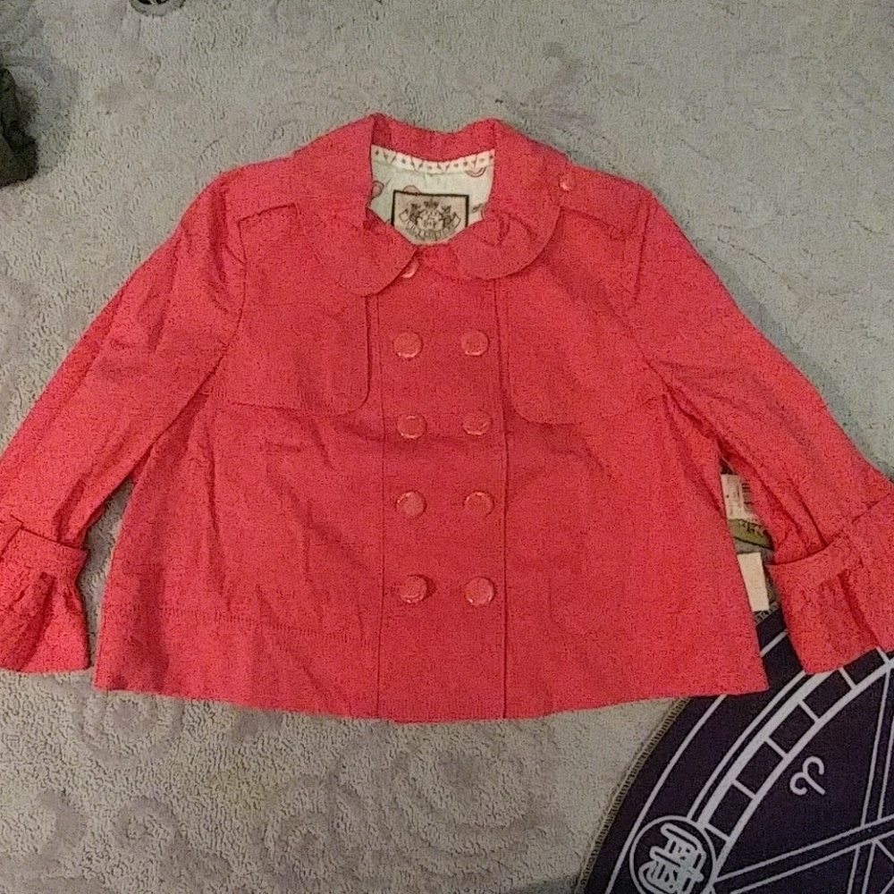 NWT Juicy Couture XL Lily Cropped Trench Coat Pink